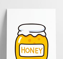 手绘蜂蜜罐食品黄色图标蜂蜜甜品素描简笔画