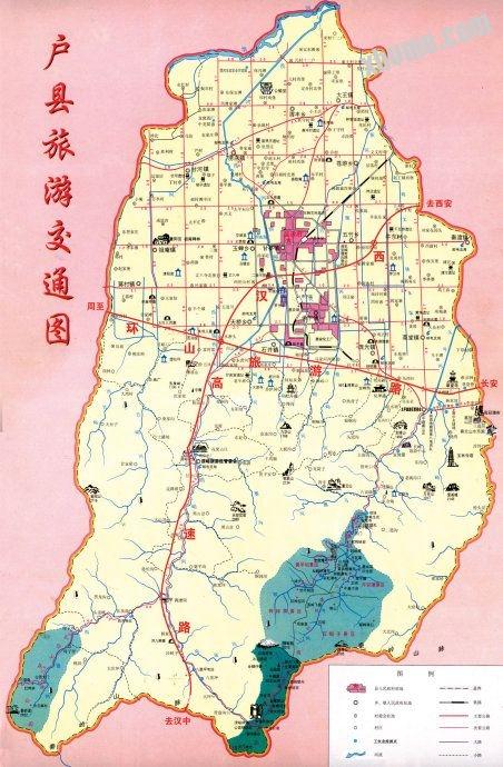 下面是户县人民政府网站提供的旅游交通地图,还是比较详尽的.