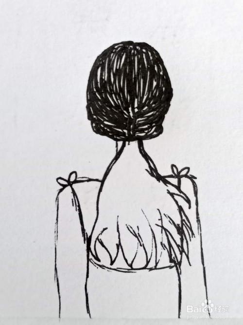 马克笔方法/步骤 1 画马尾女孩的背影轮廓