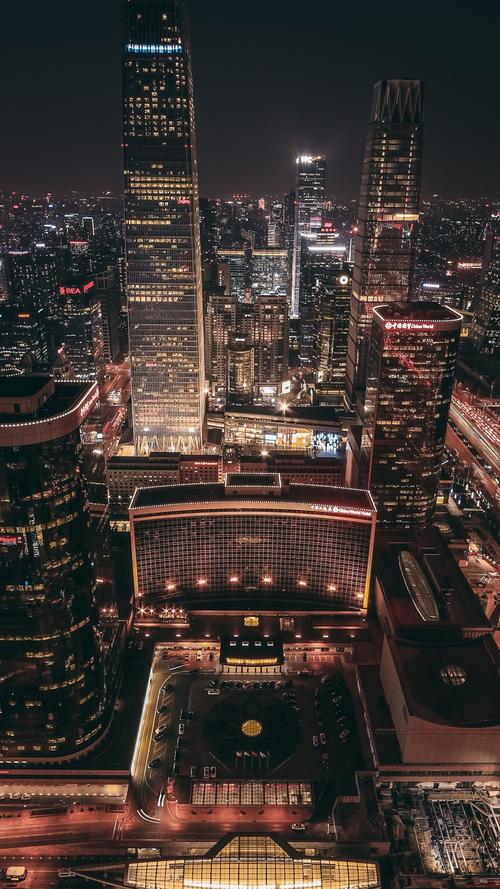 城市夜景,北京,中国,摩天大楼,灯 iphone 壁纸