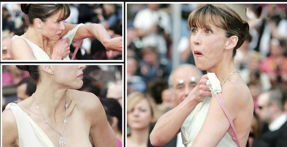 女星肩带脱落上半身全裸:苏菲·玛索肩带滑落胸部全走光2005年