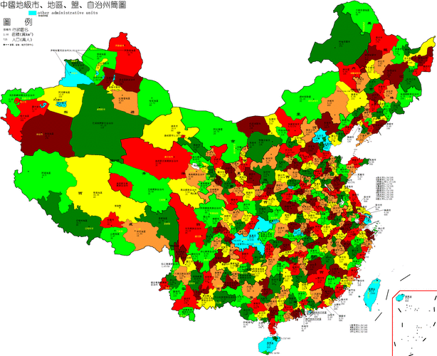 中国地级市分解地图