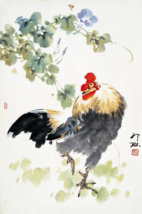 国画艺术 萧朗画鸡:雄鸡赳赳, 母鸡柔柔 "萧朗先生画的萧家鸡在当代