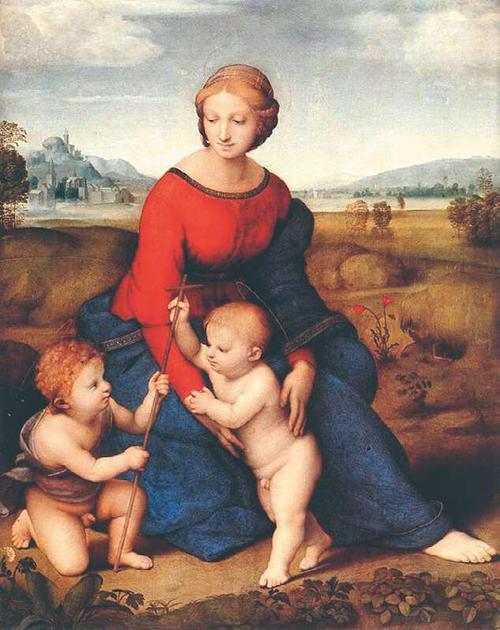 拉斐尔《草地上的圣母》,1506年佛罗伦萨乌菲齐美术馆藏