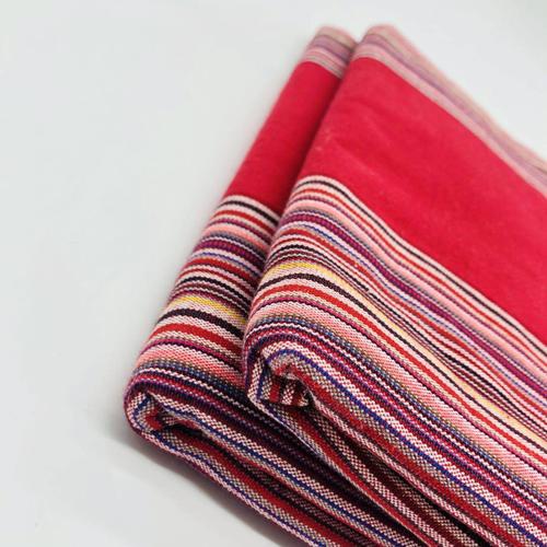 颜色超正的中国红床单 老粗布经典大红色条纹 经纬纯棉老粗布床单