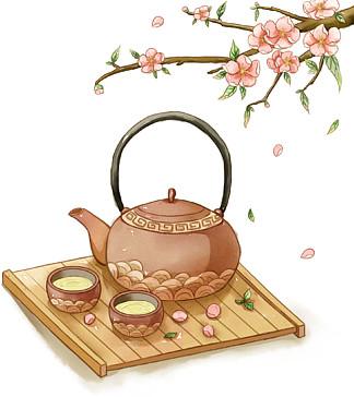 手绘中国风 i>古 /i> i>代 /i>茶文化茶壶素材
