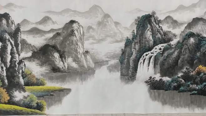 姜战平的绘画与教学:山水画的静态水面或是瀑布都要下苦功画好呢