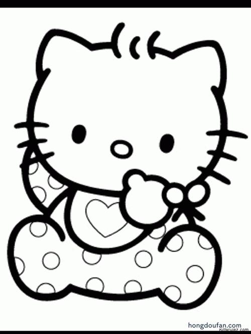 小宝宝凯蒂猫 hello kitty 涂色卡通简笔画大全 | 红豆饭小学生简笔画