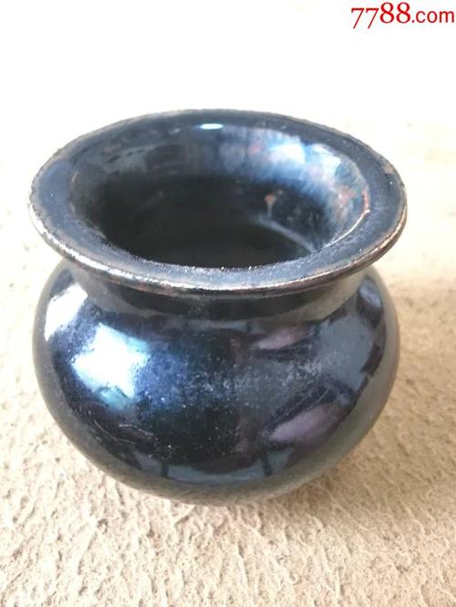 元明时期黑釉瓷,小渣斗罐