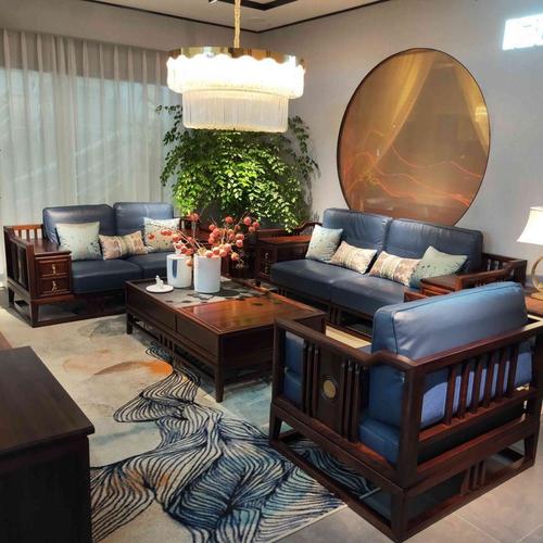 新中式实木沙发轻奢禅意别墅全屋组合现代布艺定制真皮客厅家具