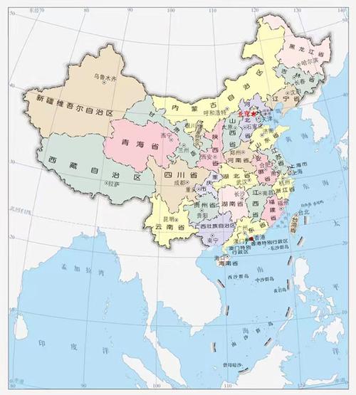 中国竖版行政区划图,还能看到曾母暗沙岛!