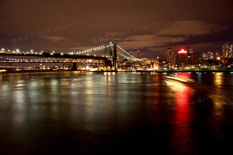 城市美丽的大桥桥梁夜景摄影图片