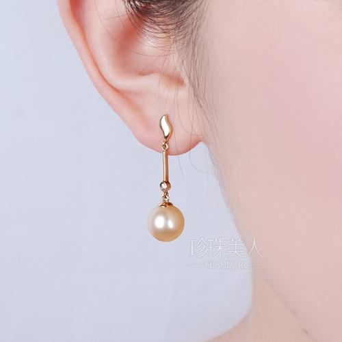 5mm金色南洋珍珠耳坠(价格_图片_款式_多少钱)-珍珠美人网
