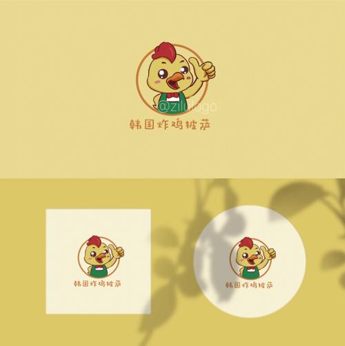 餐饮logo卡通形象炸鸡logo披萨店手绘风