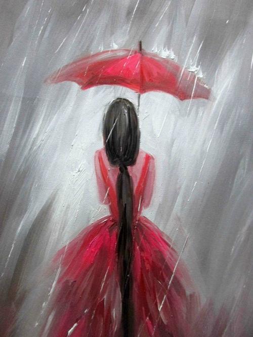 [油画] 雨中背影