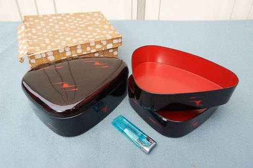 昭和レトロ 3段 蛤形 入れ子:重箱 あけぼの风 树脂制-jpware-- 日本