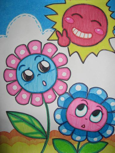 儿童画 水彩画 向日葵姐妹水彩画 小朋友们,你们有什么好的作品想要和