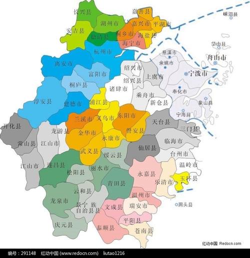 浙江省县市分布-矢量地图矢量图_其他