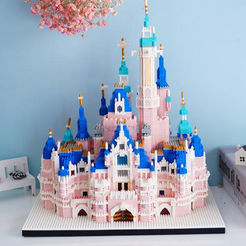 乐高积木粉色公主迪士尼城堡成年大人女孩高难度微颗粒拼图装玩具