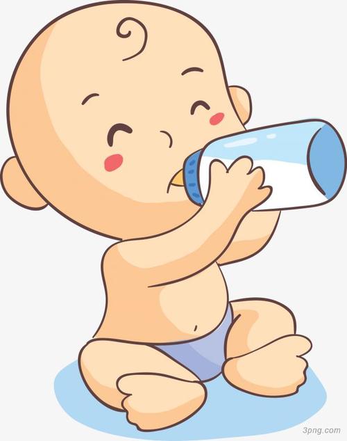 正在喝奶的可爱宝宝图png素材透明免抠图片-卡通手绘