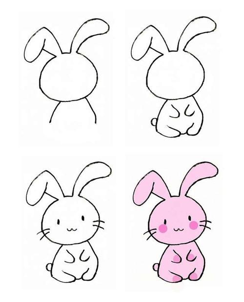 大耳朵兔子的彩色画法步骤