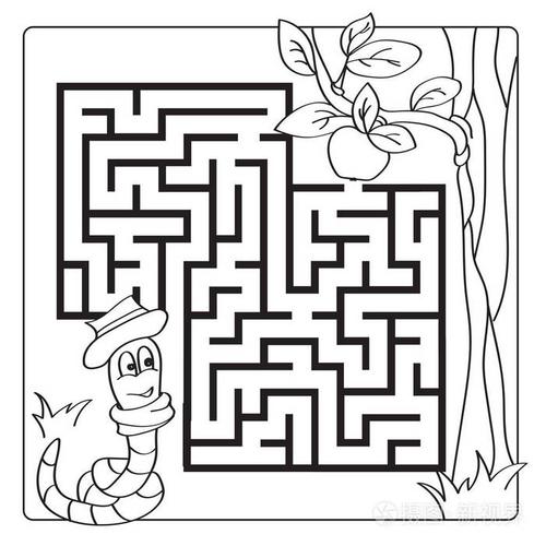 迷宫迷宫的孩子进入和退出儿童益智游戏填色书