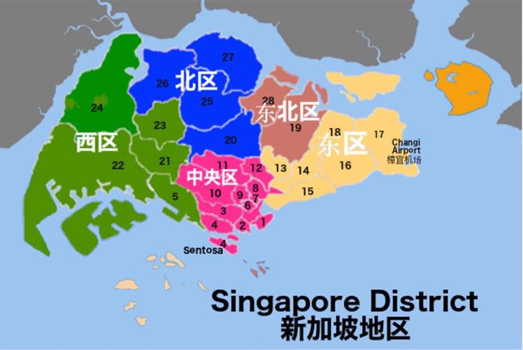 新加坡各个地区分布图