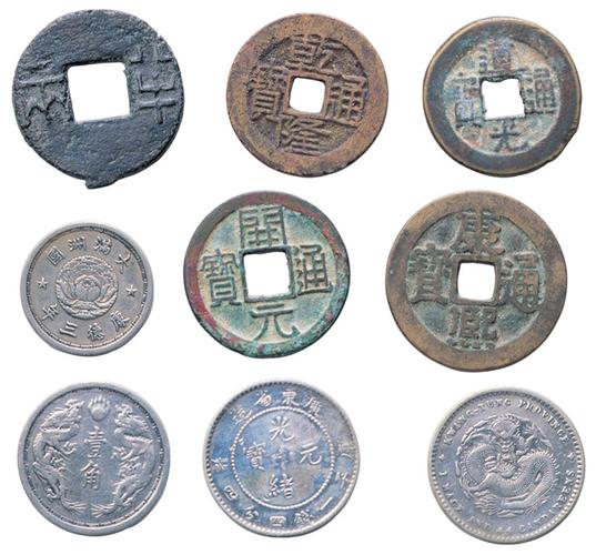 1,铸币:古代钱币是铸成一定大小形状,具有一定重量和面额价值,充当