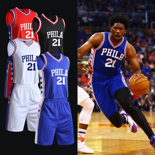 费城76人队篮球服套装男定制印字25西蒙斯恩比德球衣儿童篮球队服76人