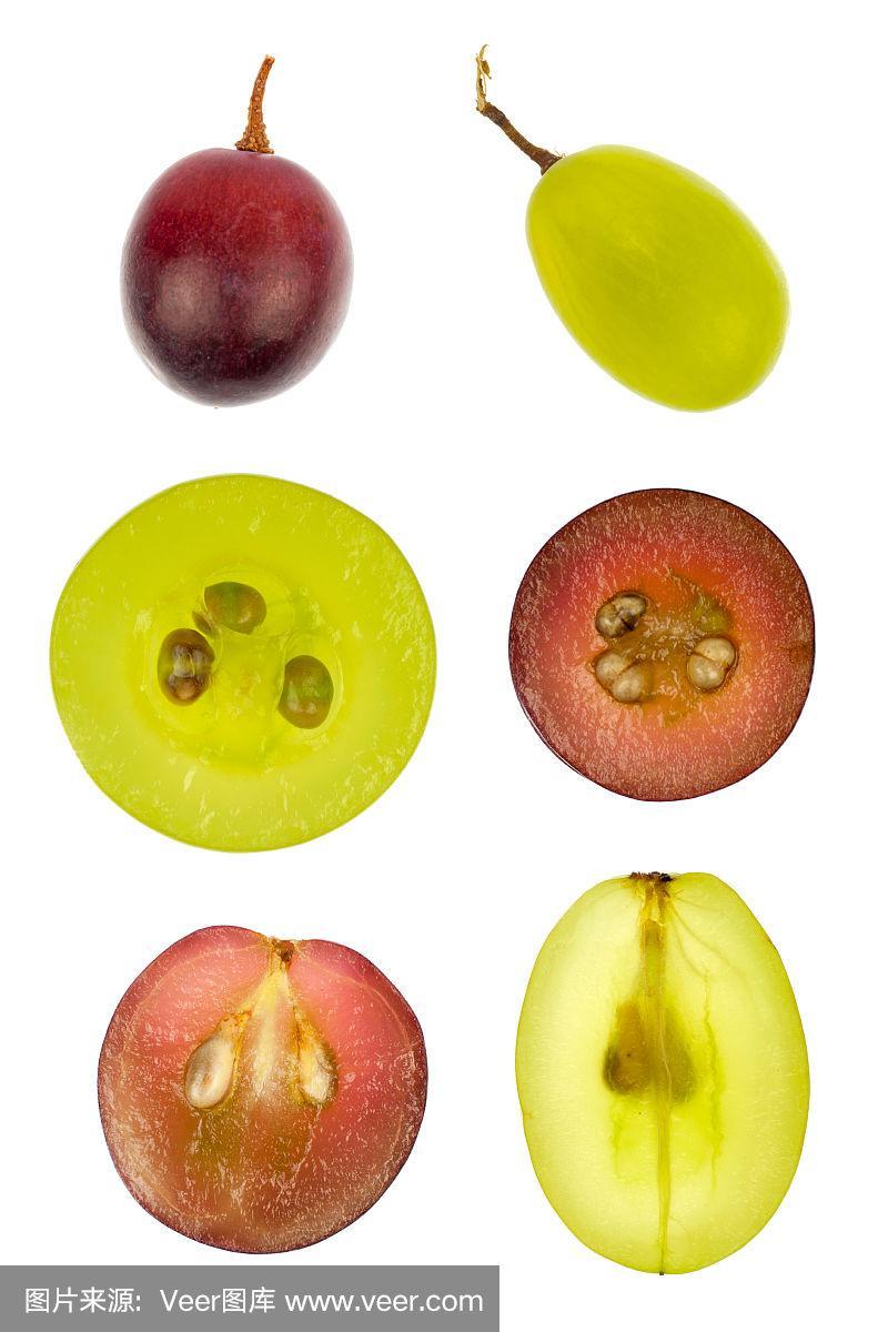 红色和绿色的葡萄切片拼贴画