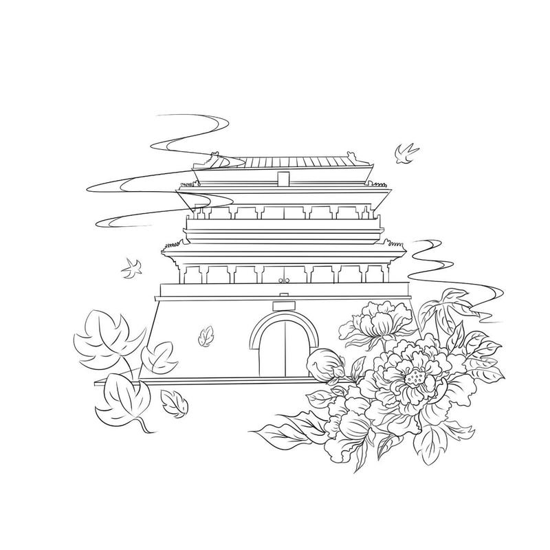 故宫建筑插画素材 故宫建筑素材插画可分享 各个宫殿剪影线稿图 ipg
