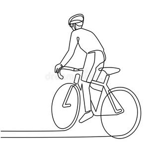 连续的线条骑自行车的人向一自行车采用competiti向s,dr一wn在旁边