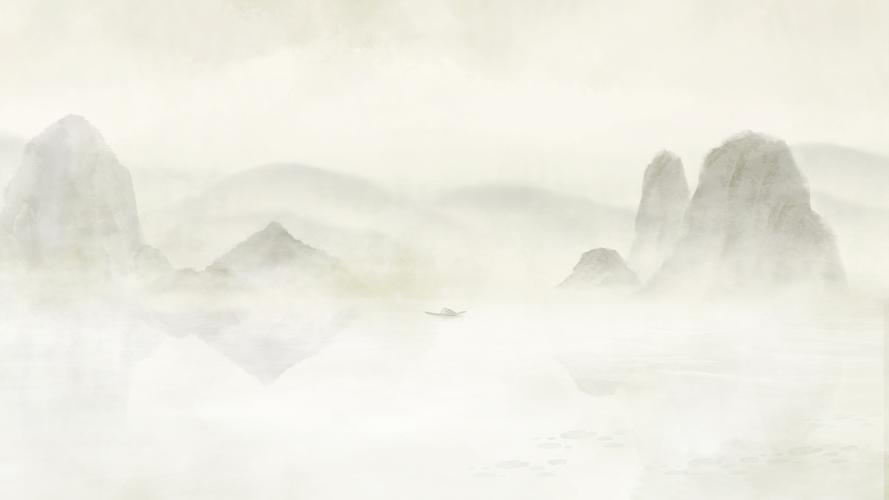 4k山水风景古风复古中国风水墨水彩手绘国画插画背景视频