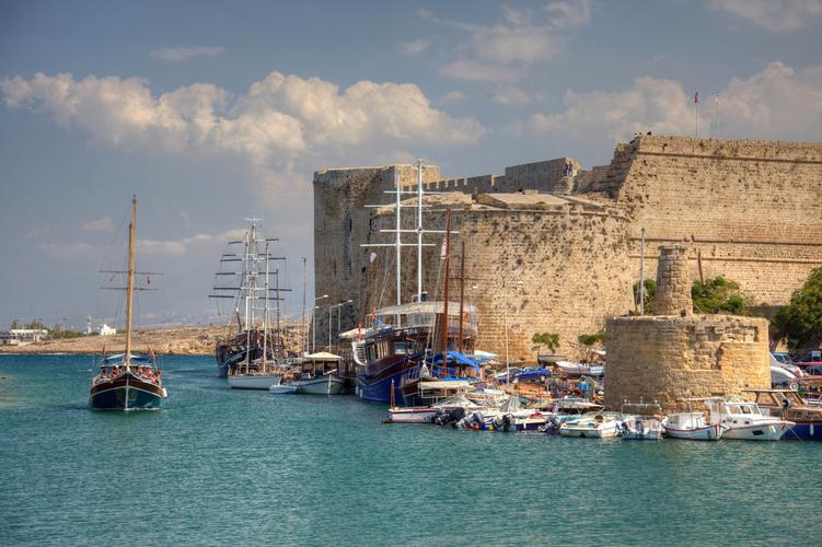 老,塞浦路斯,港口,中世纪,城堡,凯里尼亚,塞浦路斯北部