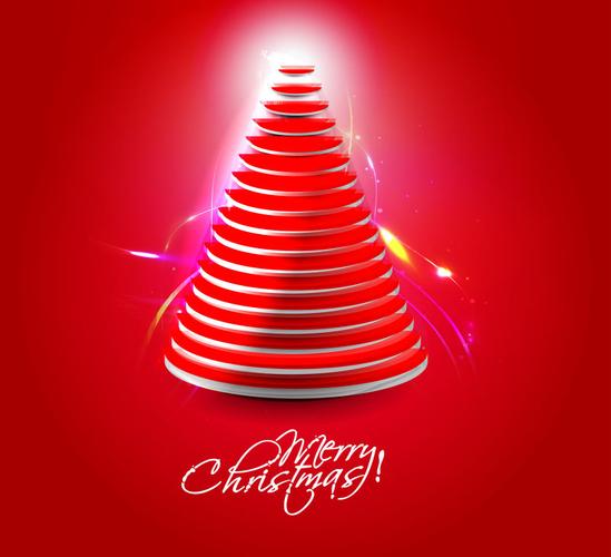 矢量创意抽象圣诞树设计红色背景