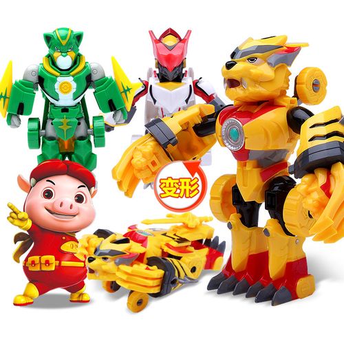 正版猪猪侠变形儿童玩具套装五灵守卫者五灵锁变身拼装机器人