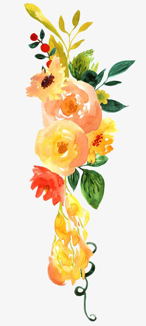 水彩手绘花卉装饰图案