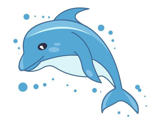 手绘矢量卡通海洋生物海豚插画