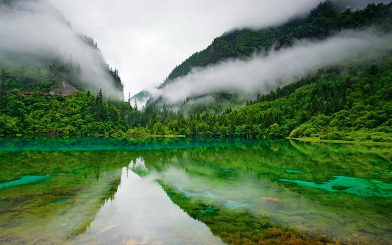 青山,绿水,湖水,迷雾,自然风景,壁纸青山绿水