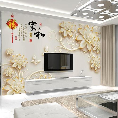 8d电视背景墙壁纸现代简约客厅墙纸5d立体影视墙壁画中式装饰墙布