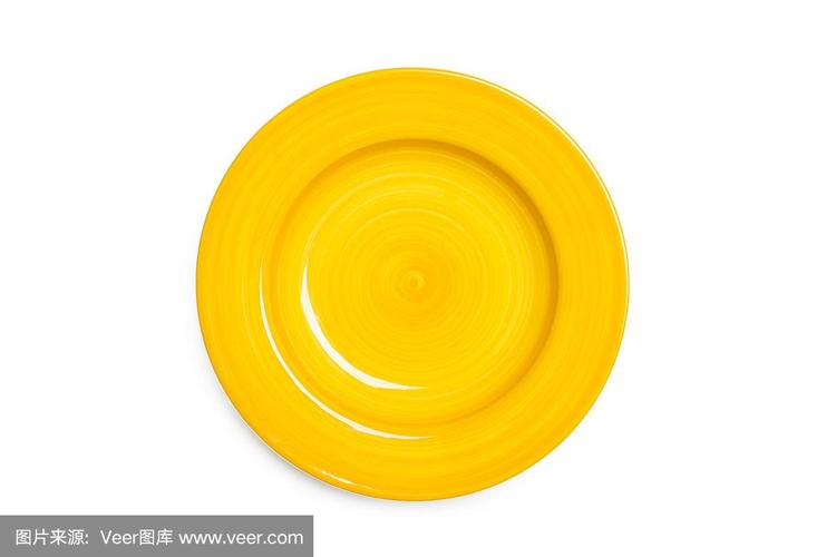 圆形,盘子,黄色,空的,一个物体
