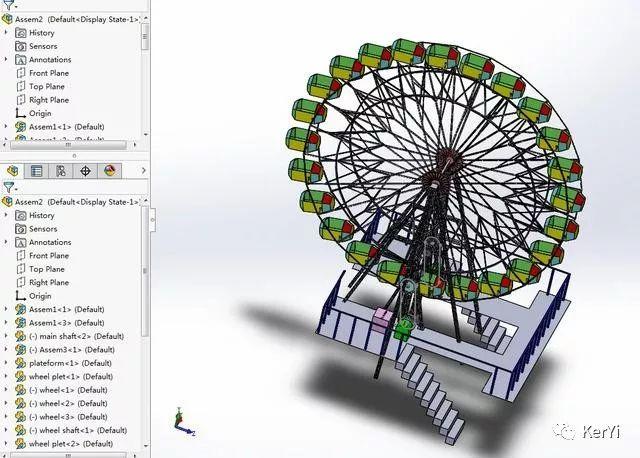 giant wheel ride简易摩天轮造型模型3d图纸 solidworks设计