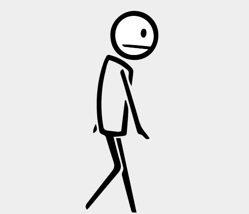 使用svg构建的艺术动画,垂头丧气步行的人.