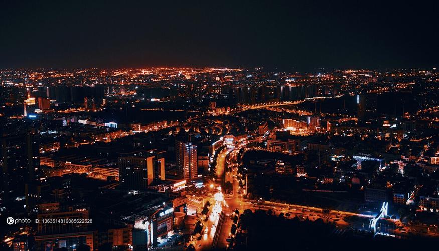 独家中国义乌国际商贸城夜景香格里拉高楼大厦现代霓虹灯