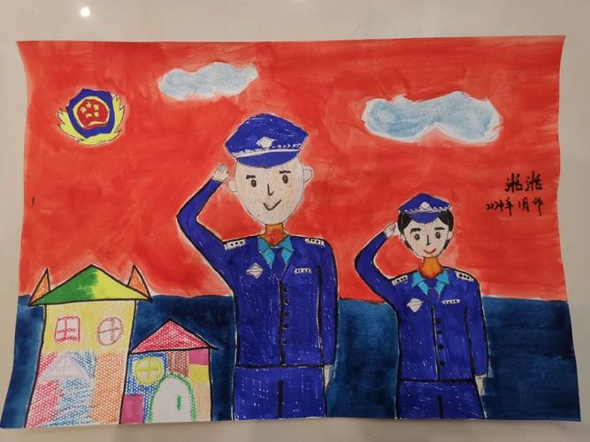 许睿辰 5岁一段可可爱爱的采访画作背后涂色画《110警察节》/ 郑嘉