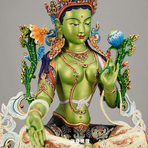 彩绘绿度母-39cm_绿度母_菩萨部_佛像_产品_尼泊尔佛像网