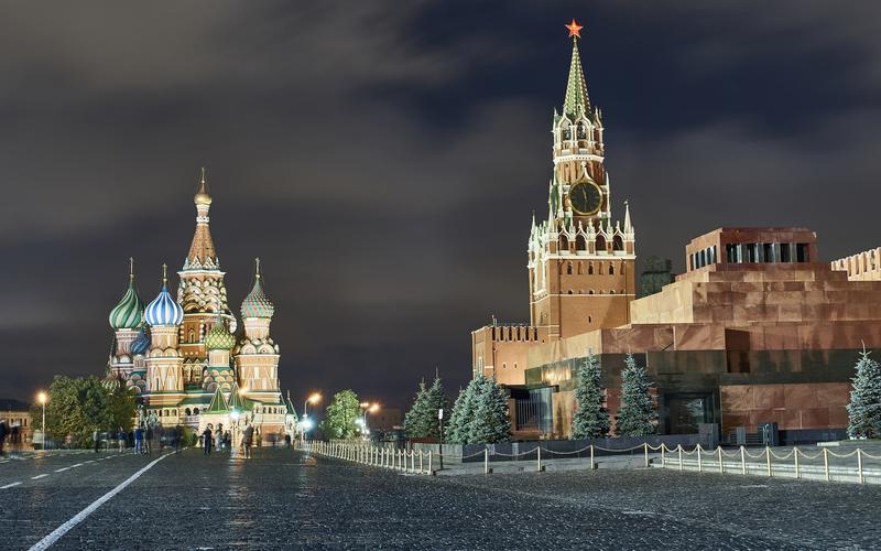 莫斯科在晚上城市红场灯俄罗斯