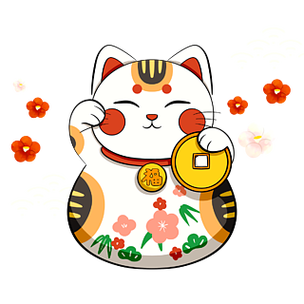 卡通彩色日本招财猫