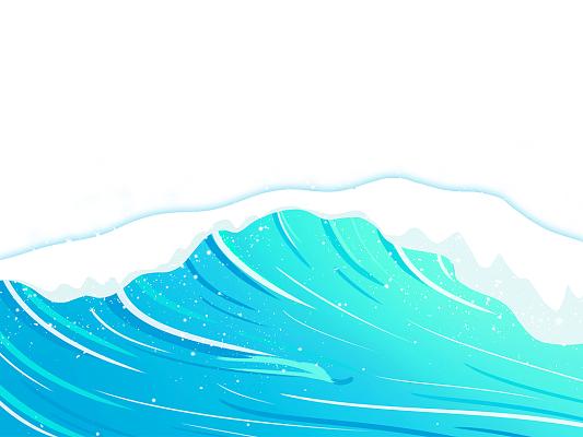 蓝色手绘卡通海浪浪潮海水元素png素材