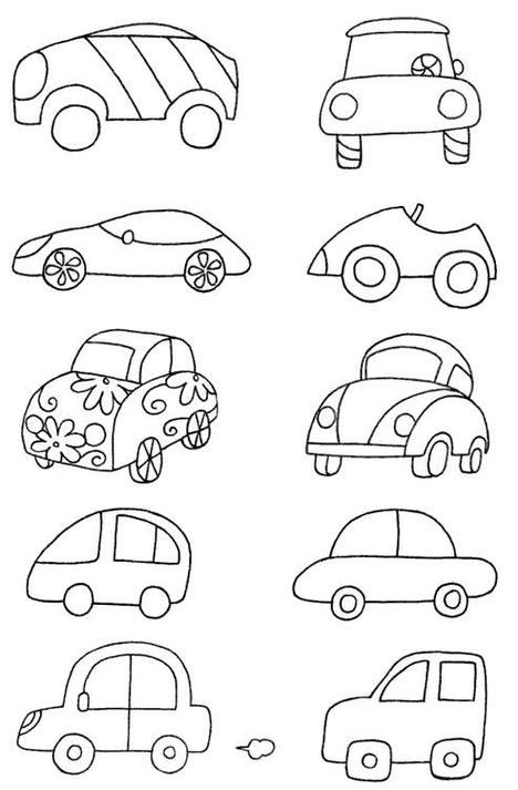 简笔画画法教程卡通小汽车简笔画画法玩具小汽车的简笔画如何画5步